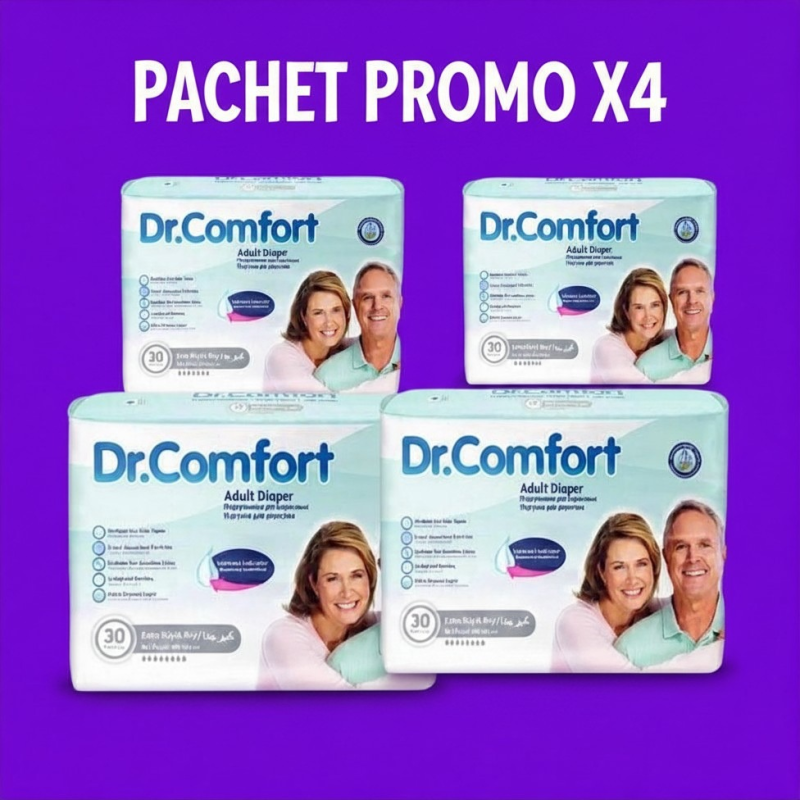 Pachet promo 4 pachete scutece adulti cu prindere laterala Dr Comfort marimea XL