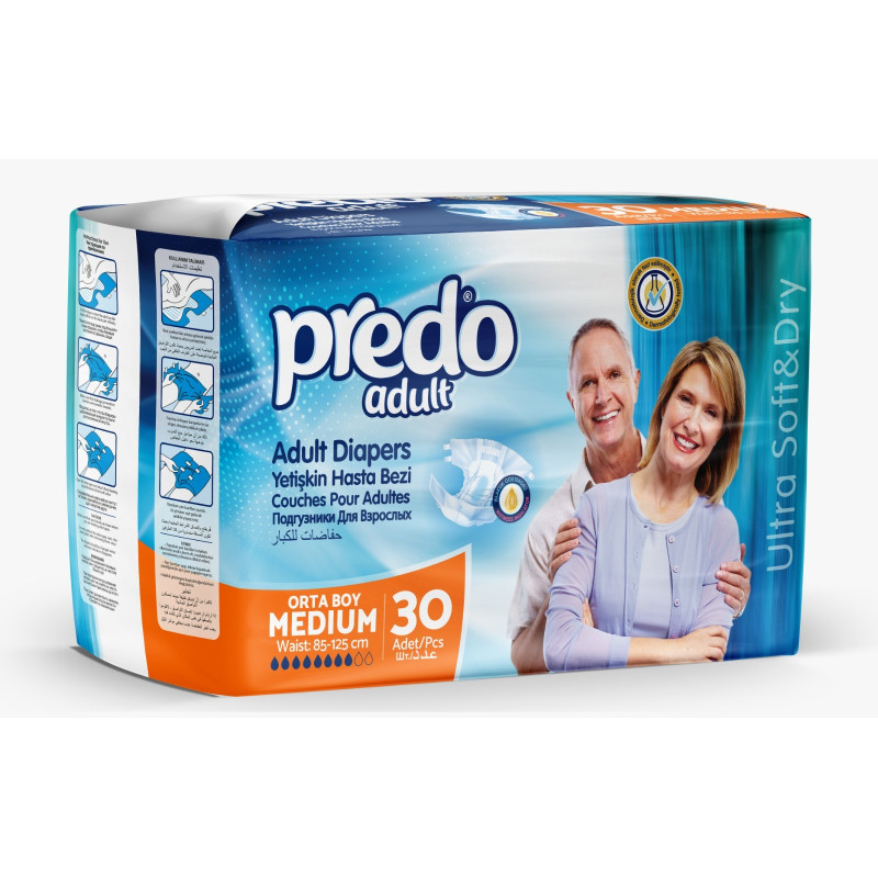 Scutec pentru adulți Predo cu velcro 30 buc/set Marimea M 85x125cm
