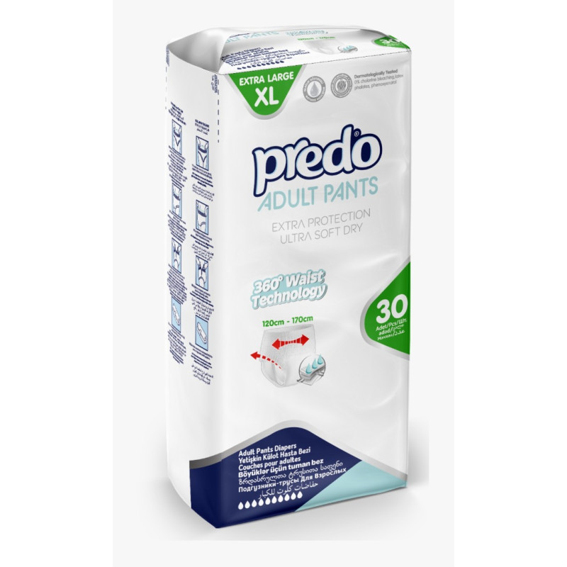 Scutece adulti tip Chilot, Marca Predo, marimea XL,120-170 cm, 30 buc/set Scutece adulti tip Chilot, Marca Predo, marimea XL,120-170 cm, 30 buc/set