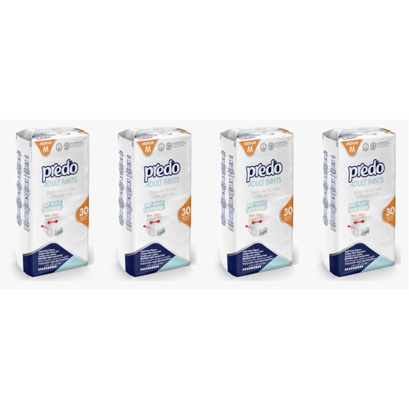 Pachet Promo Scutec pentru adulți Predo tip chilot 30 buc/set  marimea M, talie 85-125 4 set,8 picaturi