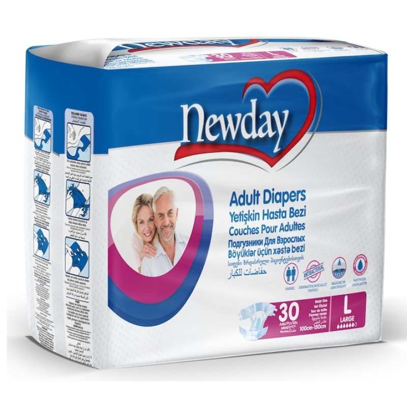 scutece cu velcro Newday pentru adulți mărime L  scutece cu velcro Newday  absorbante  