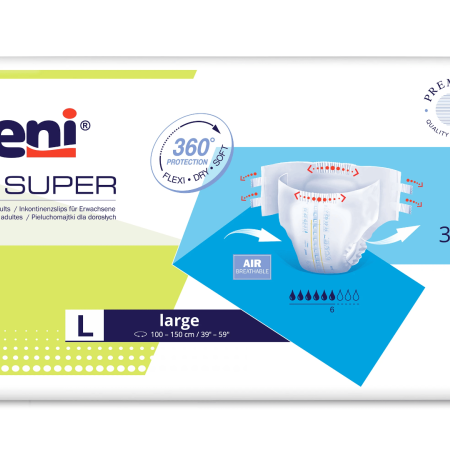 Seni Super ,Large, scutece premium incontinenţă 30 buc/set
