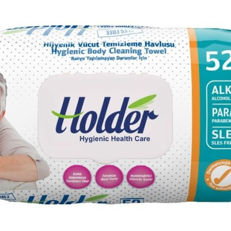 Servetele umede adulti Holder, 50 buc, cu glicerina hidratanta, inchidere cu capac