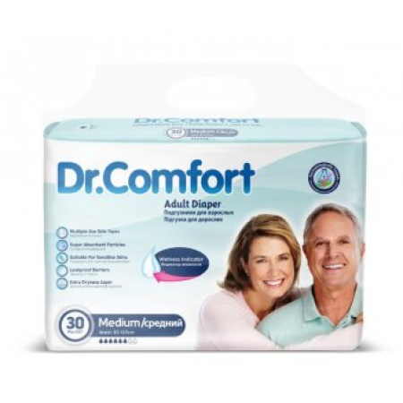 Scutece adulti ,prindere cu scai, Dr.Comfort, 85-125 cm, Marime M, absortie rapida, 30 buc
