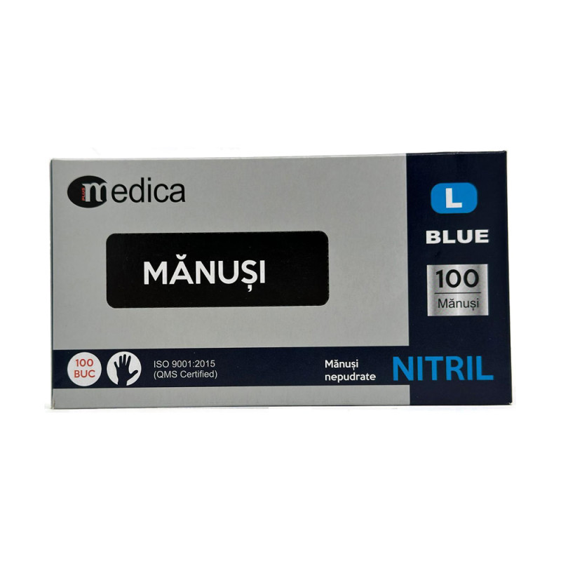 Manusi Nitril Albastre 100 buc - Marimea L Manusi Nitril Albastre 100 buc - Marimea L