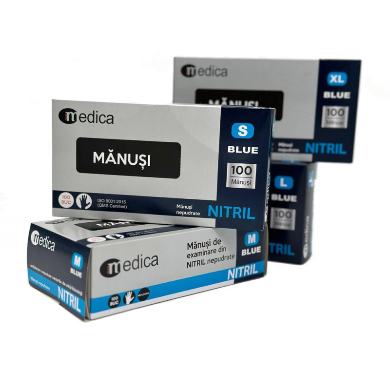 Manusi Nitril Albastre 100 buc - Marimea S